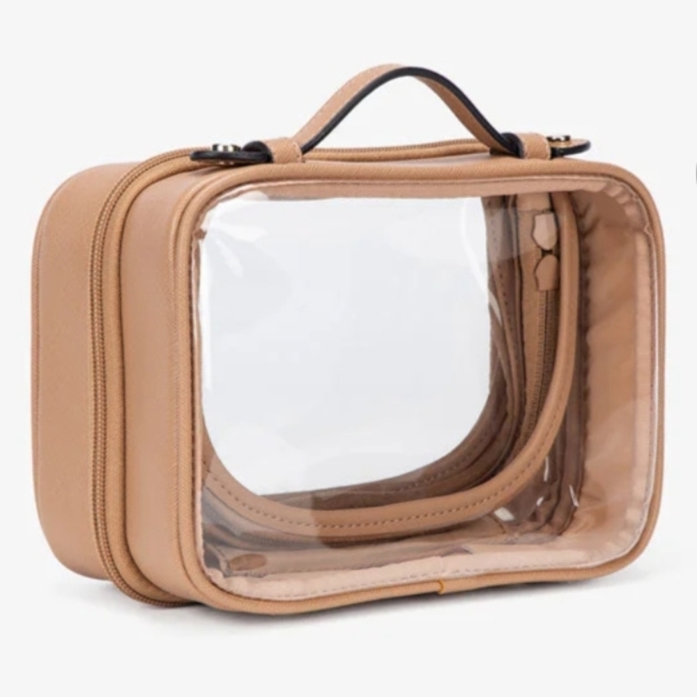 CALPAK Clear Caramel Travel Makeup Bag